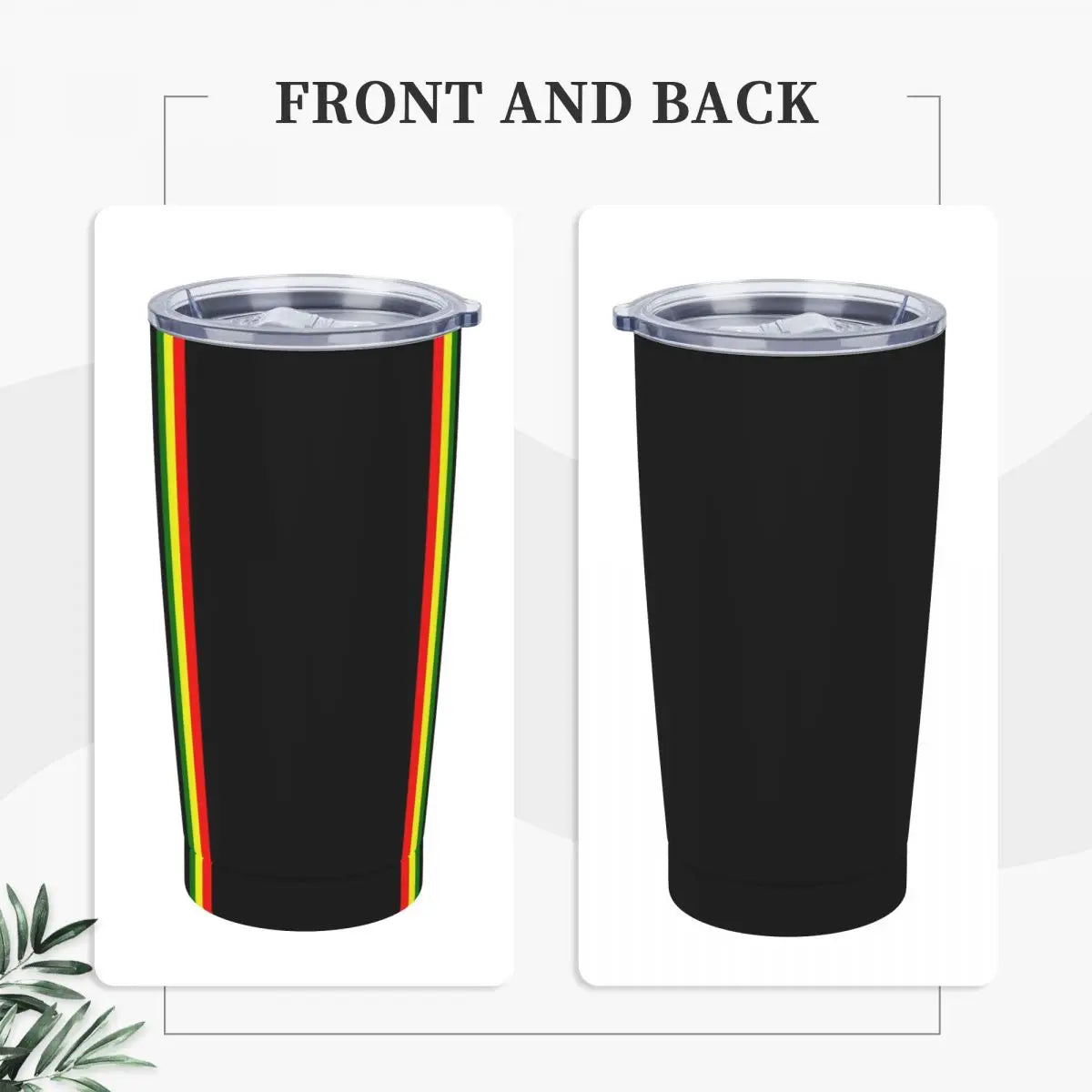 Rasta Stripe Color Tumbler Vacuum Insulated Reggae Jamaican Jamaica Proud Thermal Cup with Lid Straw Mug Water Bottle, 20oz