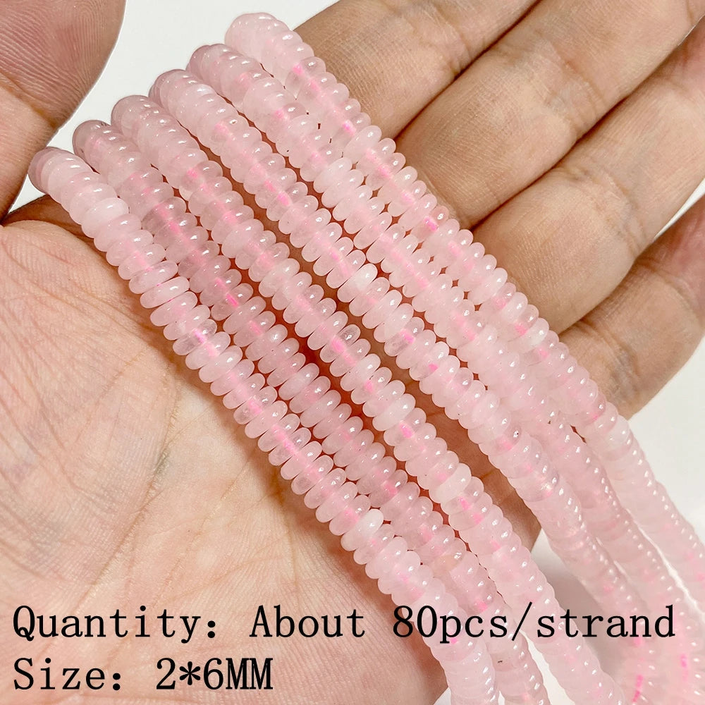 Natural Rose Pink Quartz Crystal Stone Beads Round Loose Spacer Beads Charm for Jewelry Making Diy Bracelet Accessories Diy