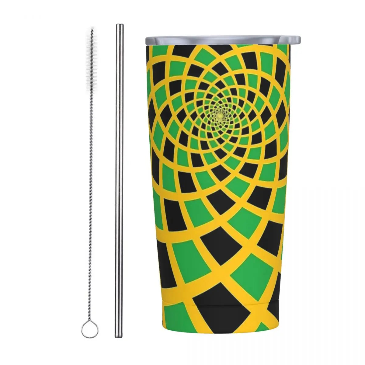 Stainless Steel Tumbler Abstract Jamaican Flag Car Mugs With Straws Beach Hot Drinks Water Bottle Insulated 20oz Coffee Mug