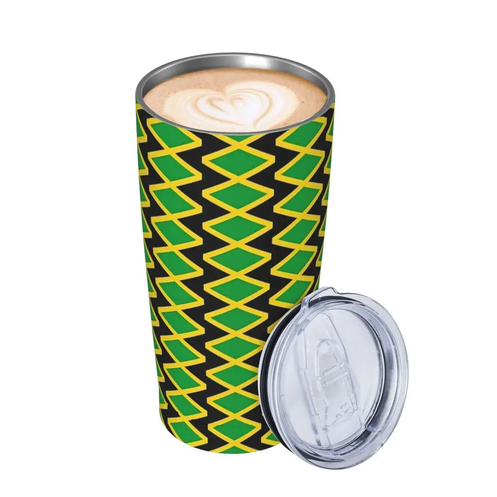 Stainless Steel Tumbler Abstract Jamaican Flag Car Mugs With Straws Beach Hot Drinks Water Bottle Insulated 20oz Coffee Mug