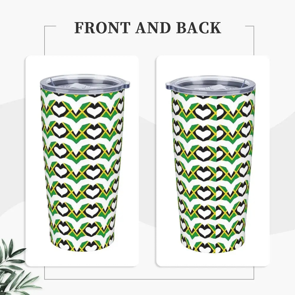 Stainless Steel Tumbler Abstract Jamaican Flag Car Mugs With Straws Beach Hot Drinks Water Bottle Insulated 20oz Coffee Mug