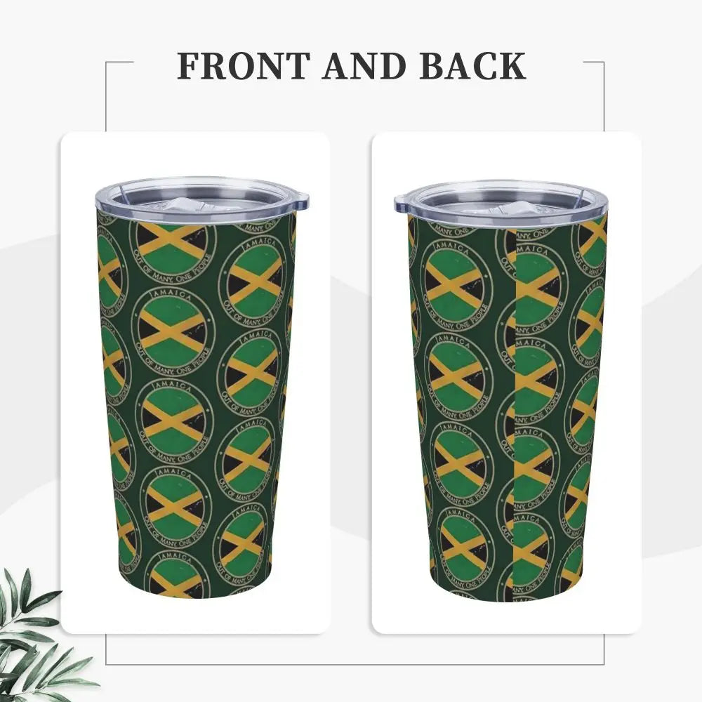 Stainless Steel Tumbler Abstract Jamaican Flag Car Mugs With Straws Beach Hot Drinks Water Bottle Insulated 20oz Coffee Mug