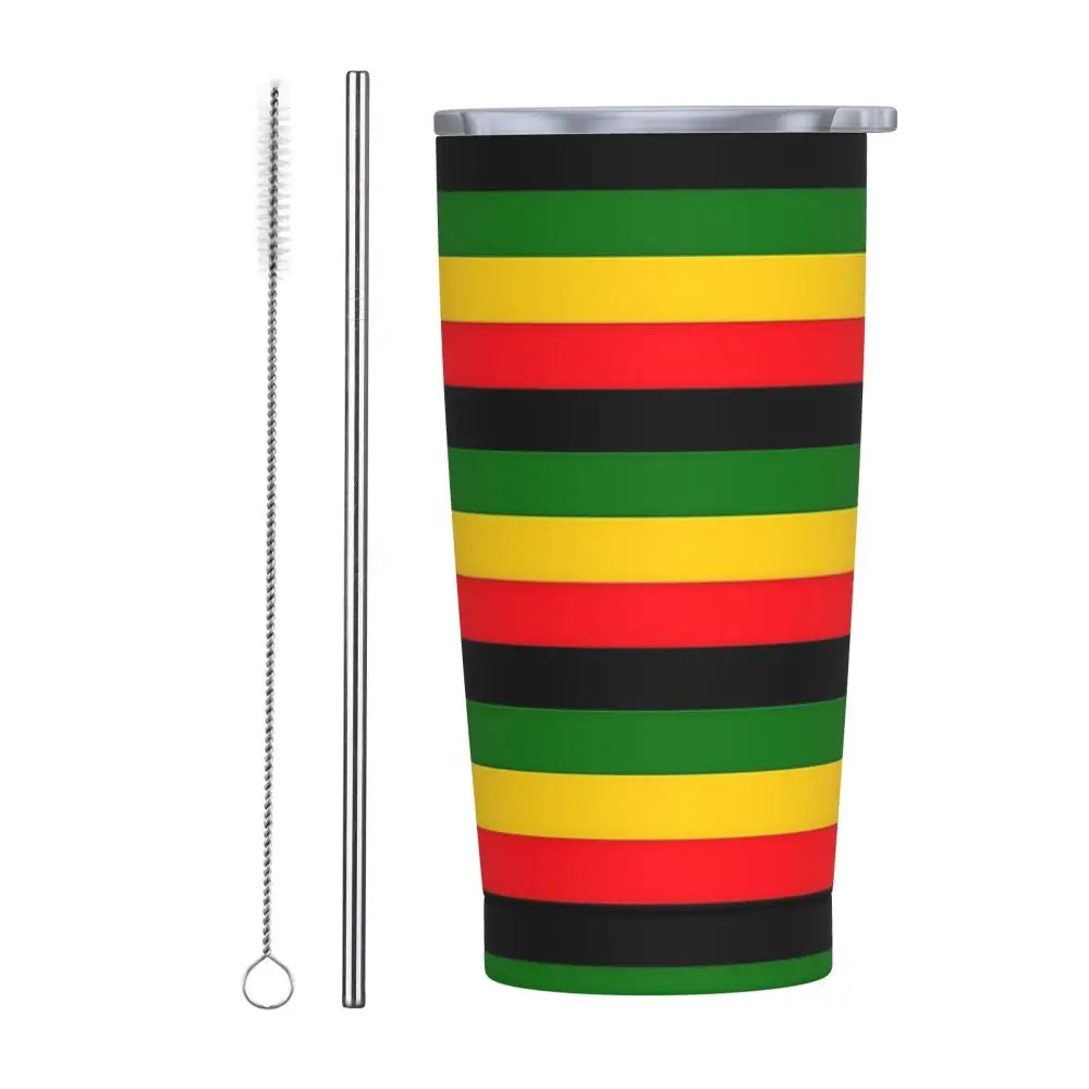 Stainless Steel Tumbler Abstract Jamaican Flag Car Mugs With Straws Beach Hot Drinks Water Bottle Insulated 20oz Coffee Mug