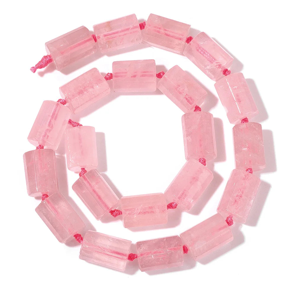 Natural Rose Pink Quartz Crystal Stone Beads Round Loose Spacer Beads Charm for Jewelry Making Diy Bracelet Accessories Diy