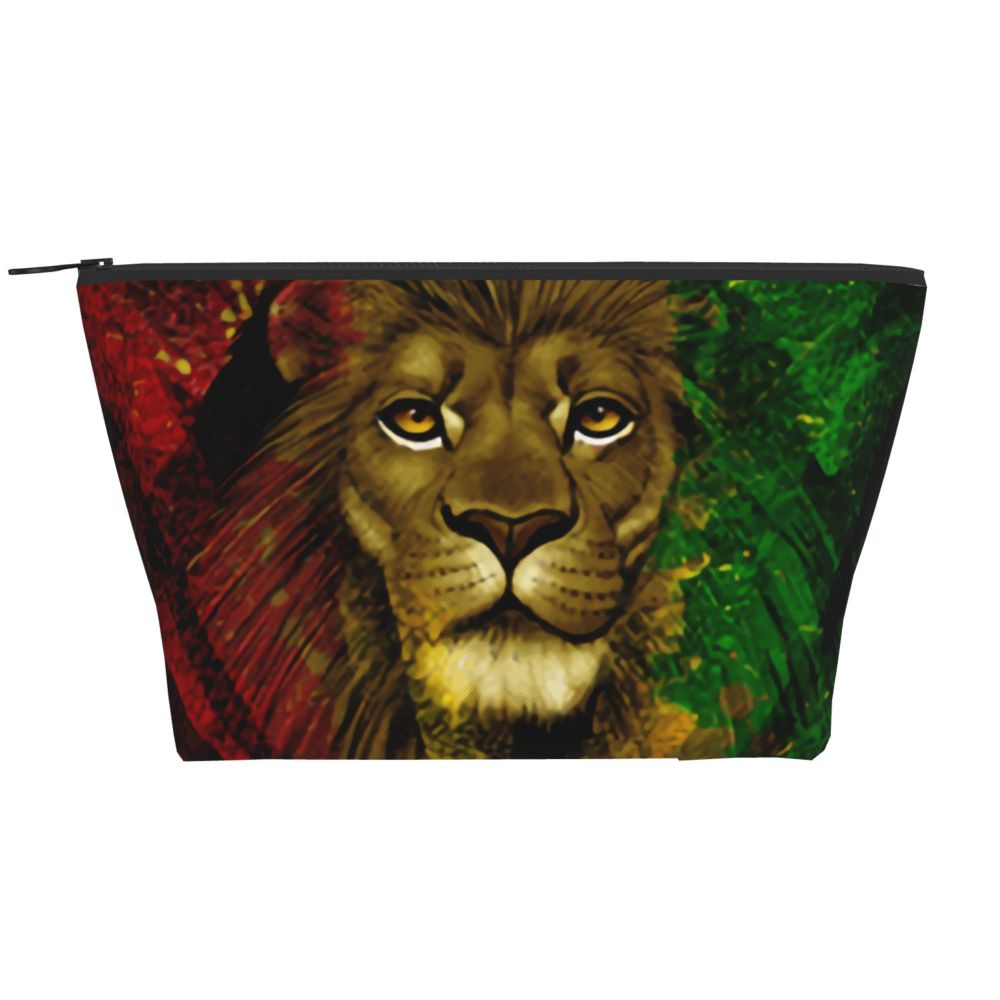 Rasta Reggae Lion Sunglass Makeup Bag Travel Cosmetic Organizer Jamaican Jamaica Pride Rastafarian Lover Storage Toiletry Bags