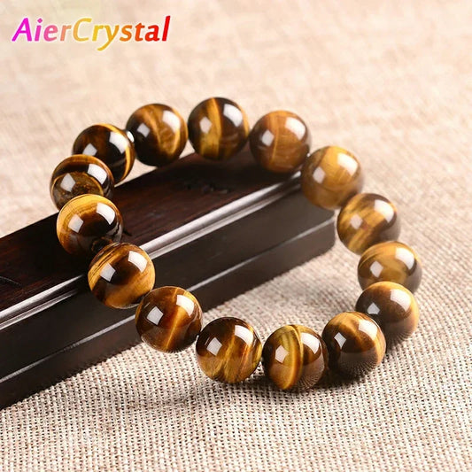 Fashion Tiger Eye Bracelet Men and Women Charm Natural Stone Jewelry Healing Buddha Elastic Rope Couple Crystal Bead Bracelet