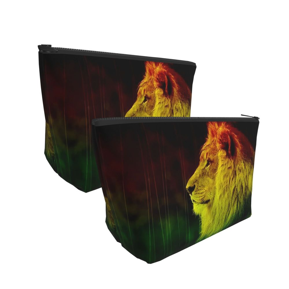 Rasta Reggae Lion Sunglass Makeup Bag Travel Cosmetic Organizer Jamaican Jamaica Pride Rastafarian Lover Storage Toiletry Bags