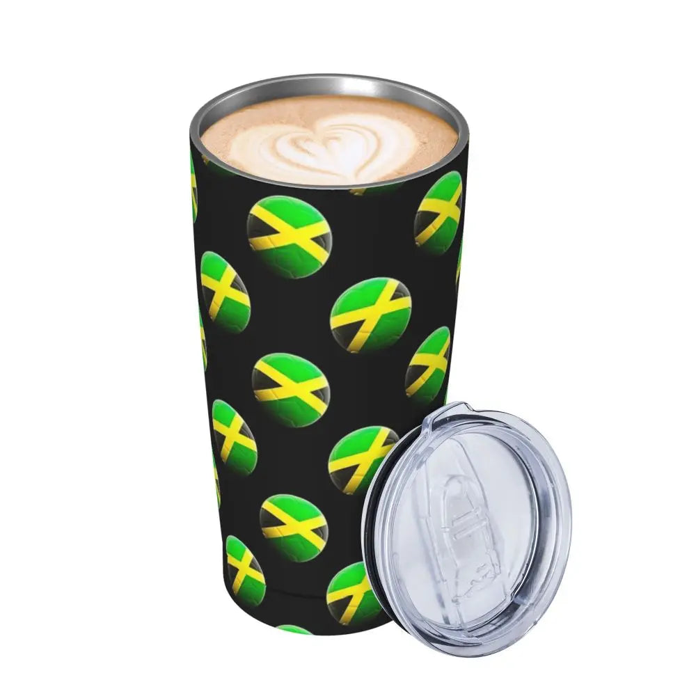 Stainless Steel Tumbler Abstract Jamaican Flag Car Mugs With Straws Beach Hot Drinks Water Bottle Insulated 20oz Coffee Mug