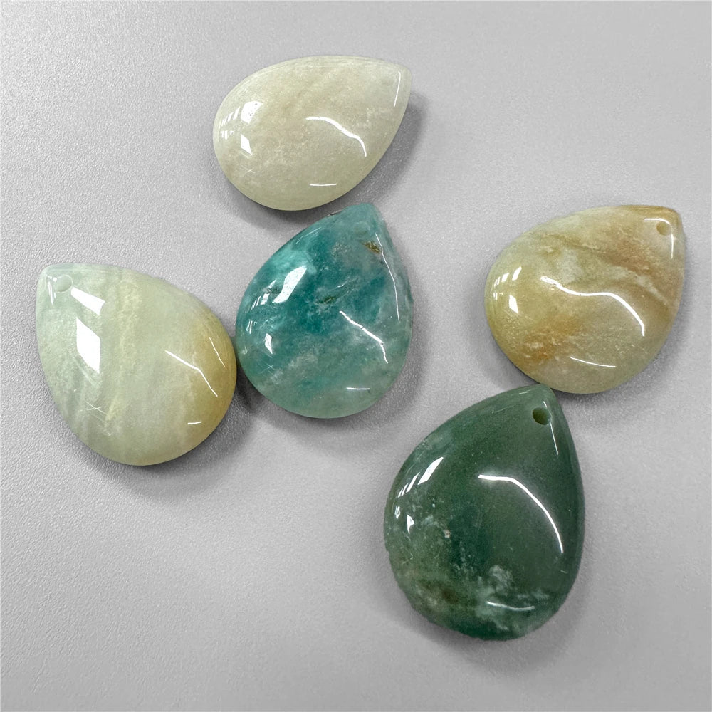 2PCS 18x25mm Natural Stone Faceted Pendant Water Drop Shape Amazonite Malachite Tiger Eye Beads Charms for Jewelry Making DIY