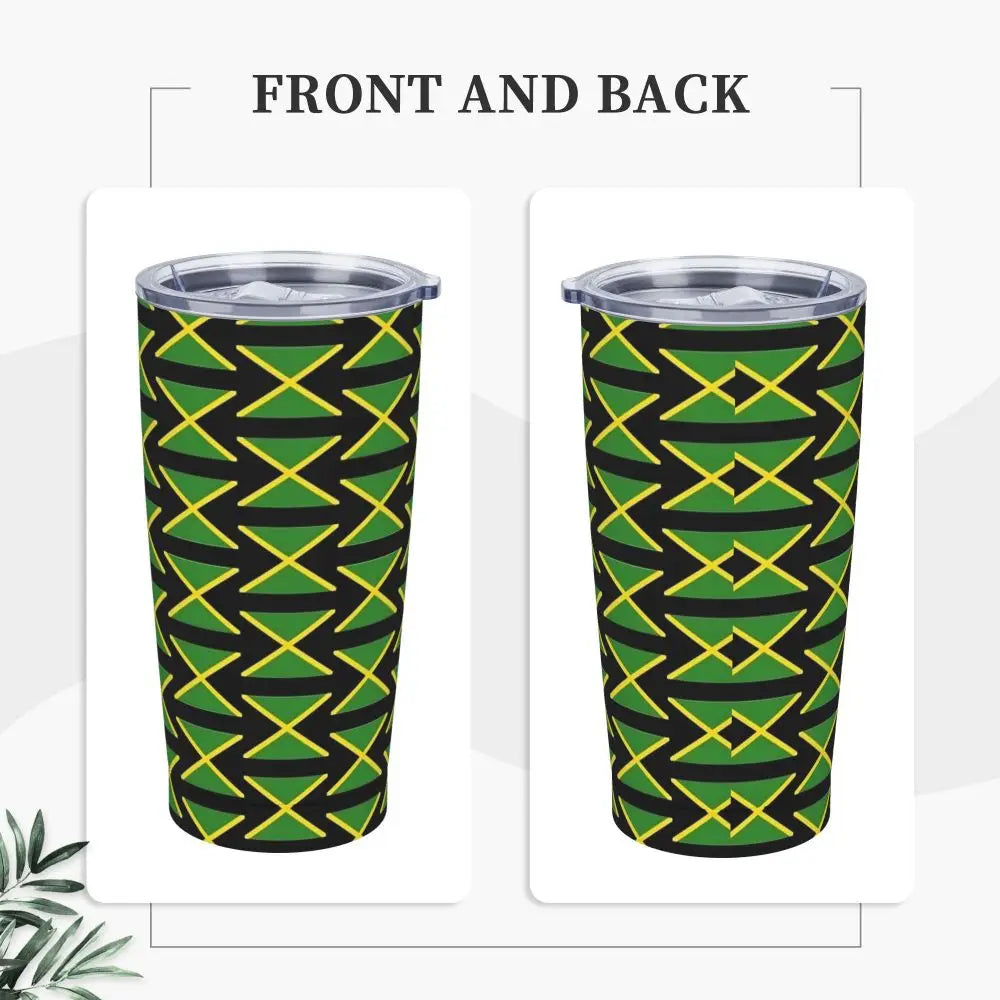 Stainless Steel Tumbler Abstract Jamaican Flag Car Mugs With Straws Beach Hot Drinks Water Bottle Insulated 20oz Coffee Mug