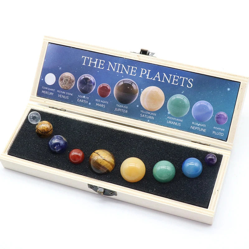 Natural Crystal 8 9 Planets Ball Solar Sun System Rock Quartz Stones Beads Healing Reiki Chakra Energy Sphere Galaxy Model Globe