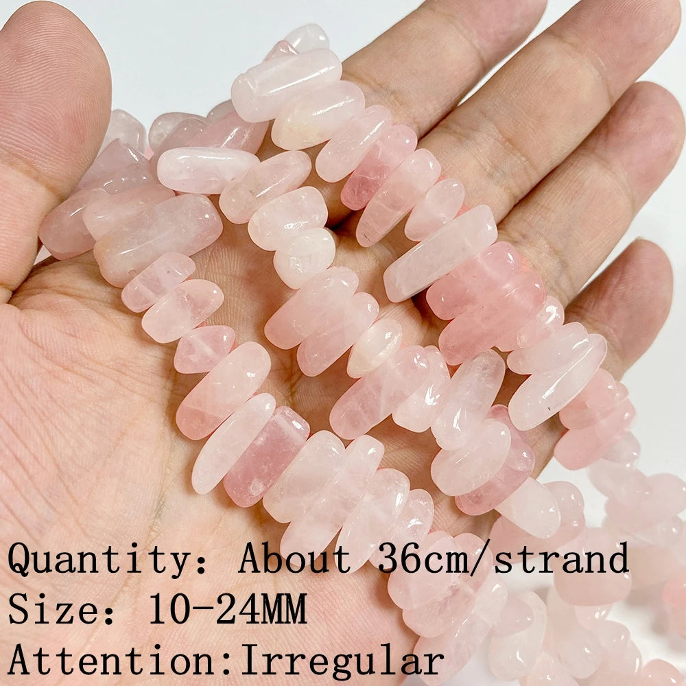 Natural Rose Pink Quartz Crystal Stone Beads Round Loose Spacer Beads Charm for Jewelry Making Diy Bracelet Accessories Diy